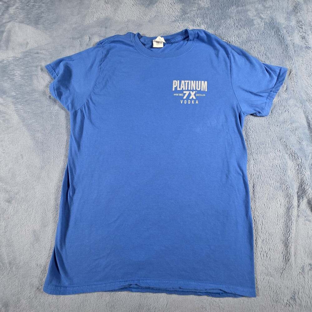 Platinum 7X Vodka Illinois Abraham Lincoln Graphic T Shirt Blue Mens Medium